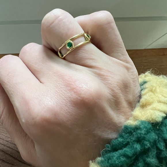 Tiffany & Co.18k Yellow Gold Emerald Elsa Peretti Color By The Yard Ring 4.75 - Picture 7 of 7